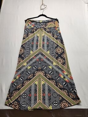 ⭐️NWT Jon & Anna Boho Geometric Tribal Aztec Chevron Print Maxi Skirt Size XL